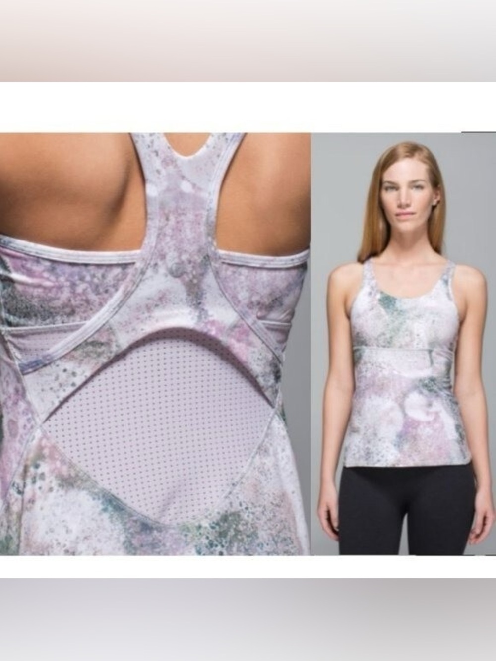 Lululemon Crossback Tank
Sugar Crush Multi / Silver Fox
Racerback Workout pastel